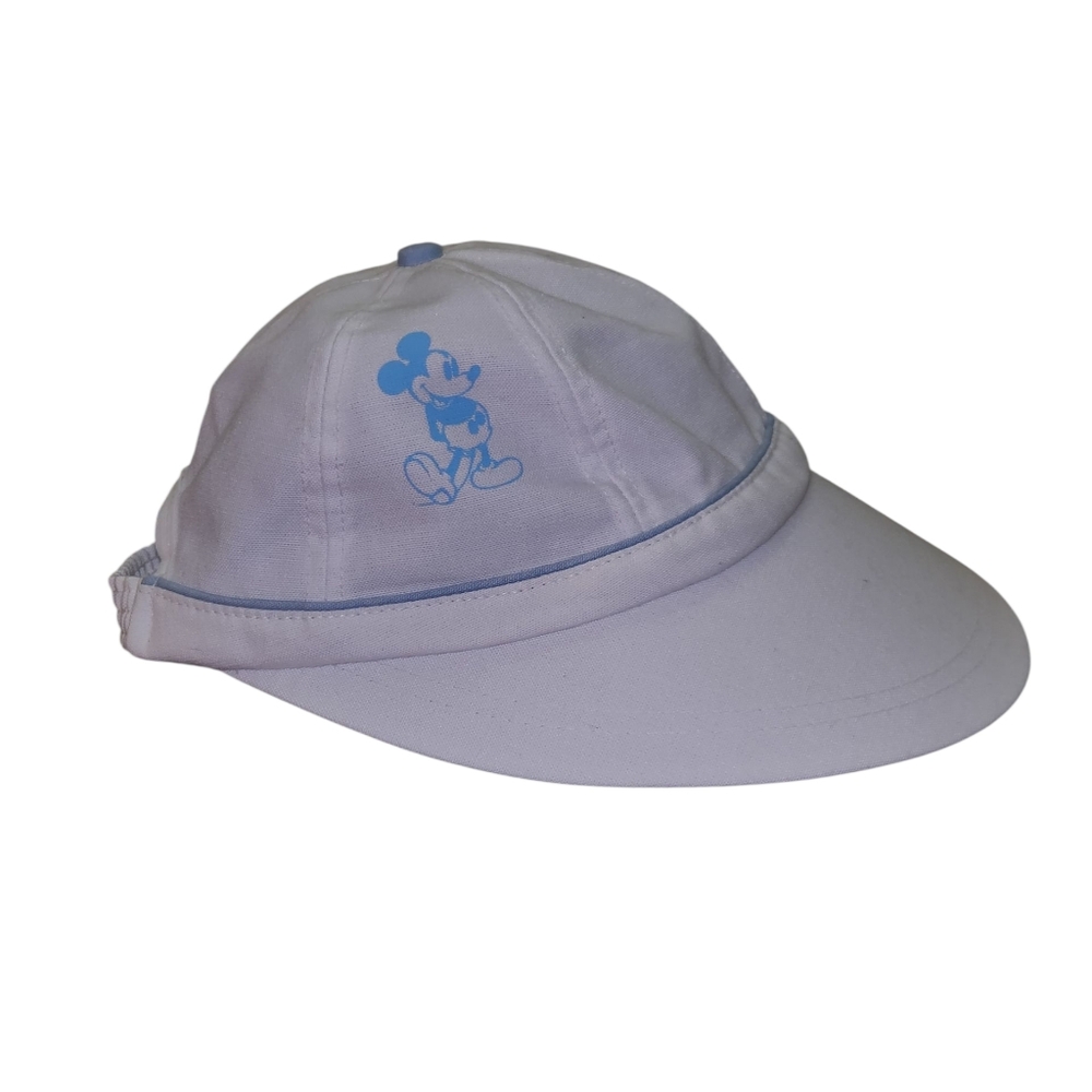 Vintage Atlas Disney Character Fashions Blue & White Mickey Mouse Visor Cap USA